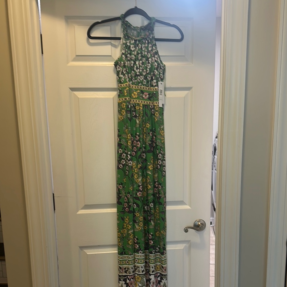 Maggy London Green Halter Maxi Sundress